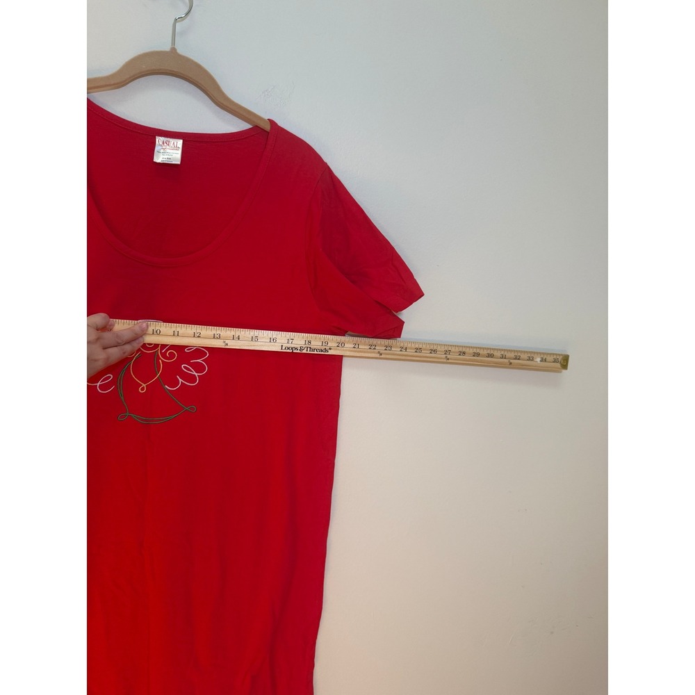 Vintage Casual Expressions Nightgown Women One Size Red Angel Embroidered Cotton - Picture 6 of 7